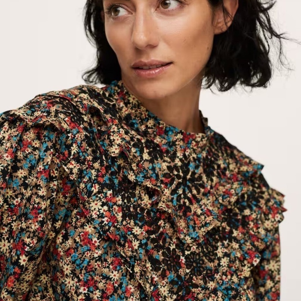 Mango Floral Embroidered Ruffle Dress - Picture 3 of 13